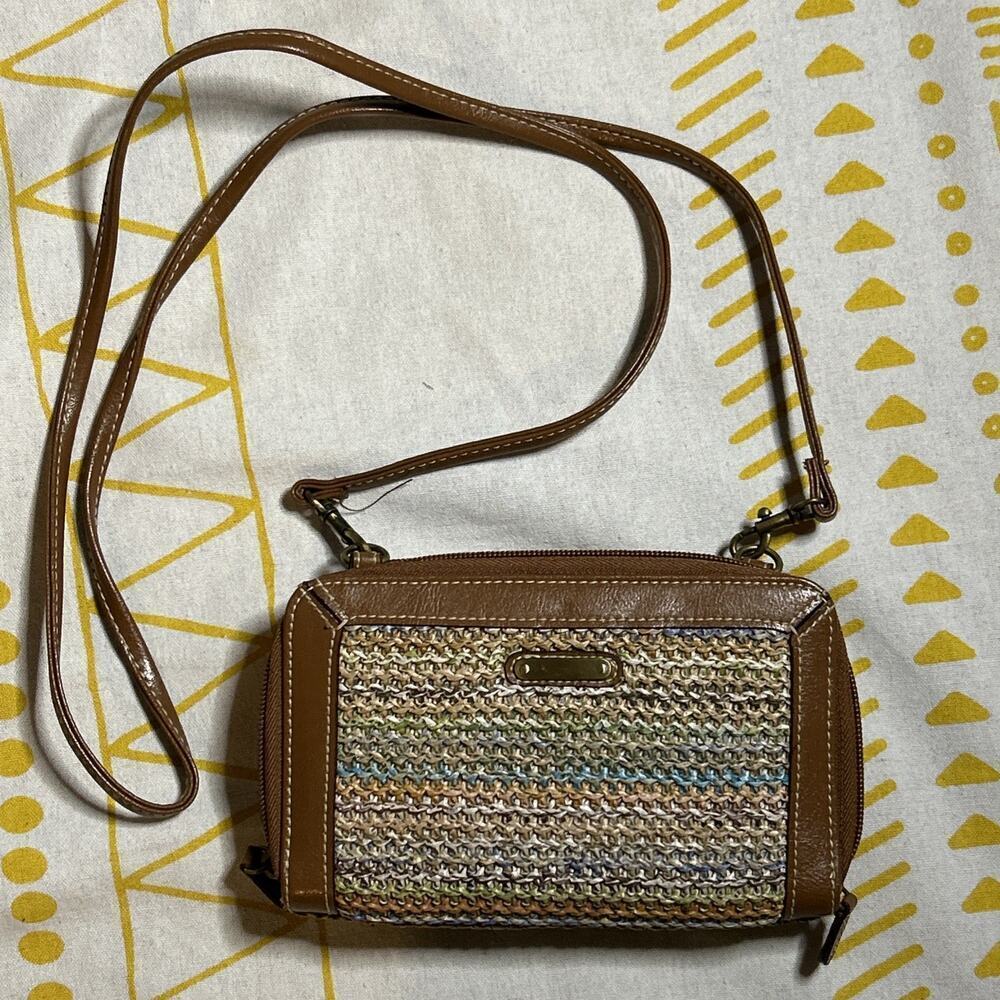 Vintage Y2K White Stag Crossbody Purse Handbag Faux Leather Straw Boho 90s